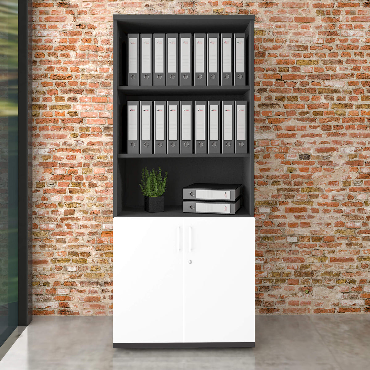 UNI Armoire combinée | 5 OH, 800 x 1897 mm, anthracite / blanc  - 1 Lightbox Main Image