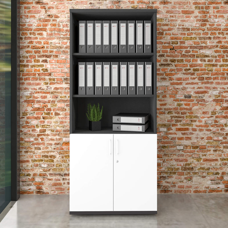 UNI Armoire combinée | 5 OH, 800 x 1897 mm, anthracite / blanc  - 1 Main Image