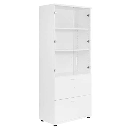 UNI Gabinetto di vetrina con registro dei ganci | 5 Oh, 800 x 1897 mm, bianco