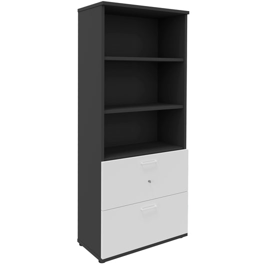 UNI Combined cabinet with hanging register | 5 Oh, 800 x 1897 mm, anthracite / white