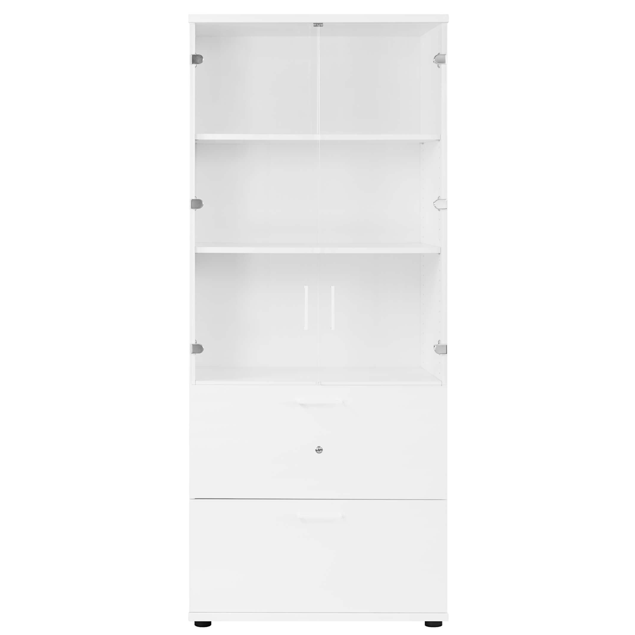 UNI Vitrinenschrank mit Hängeregister | 5 OH, 800 x 1897 mm, Weiß