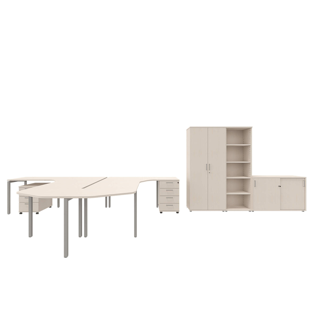 NOVA Frankfurt - complete office | Team desk, maple - 2 Lightbox Main Image