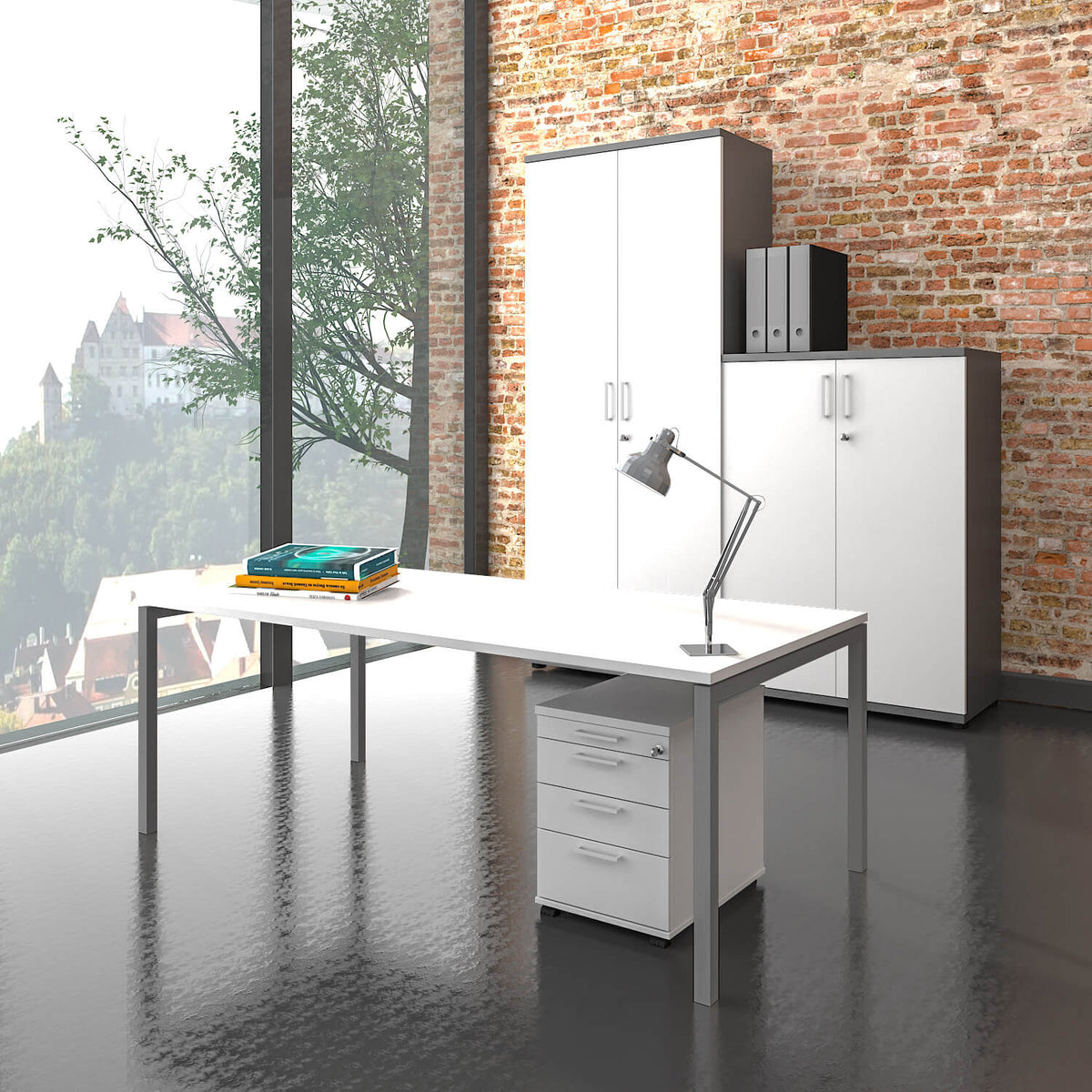 NOVA Landshut - Komplettbüro, Anthrazit / Weiß - 1 Lightbox Main Image