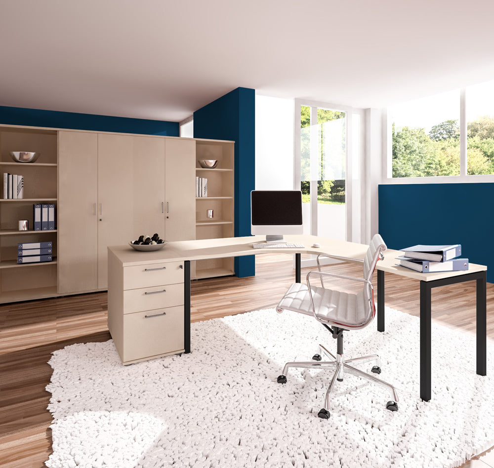 NOVA Munich - complete office | Set with angle desk, filing cabinets, standing container, maple