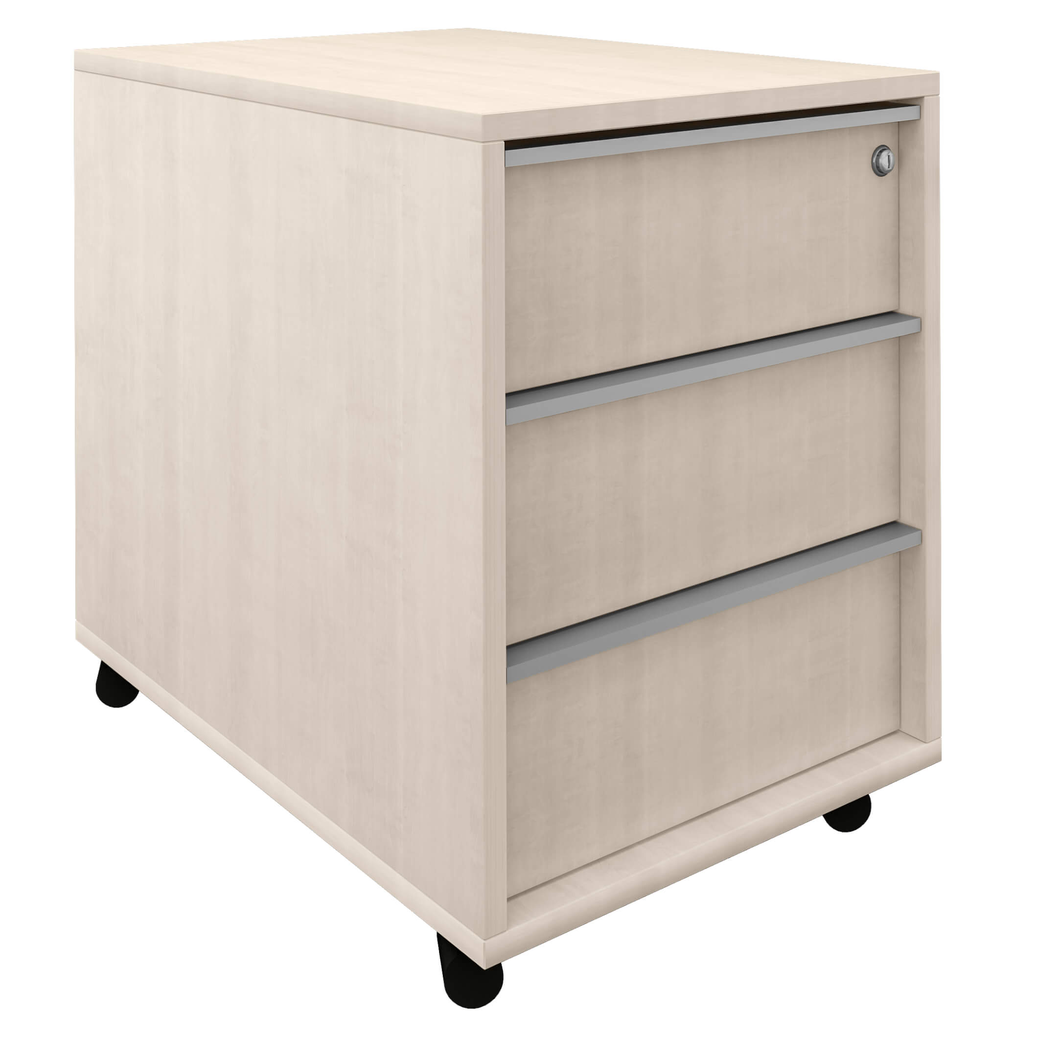 NOVA roll container | 3 drawers, 600 mm deep, maple
