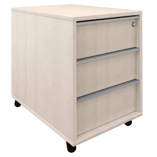 NOVA roll container | 3 drawers, 600 mm deep, maple