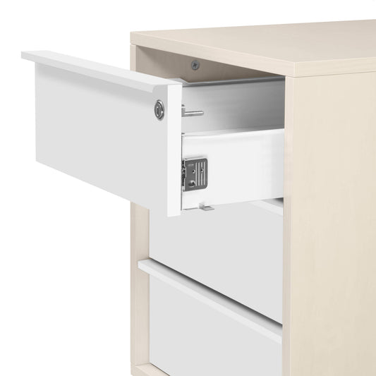 NOVA Roll container | 3 drawers, 600 mm deep, maple / white