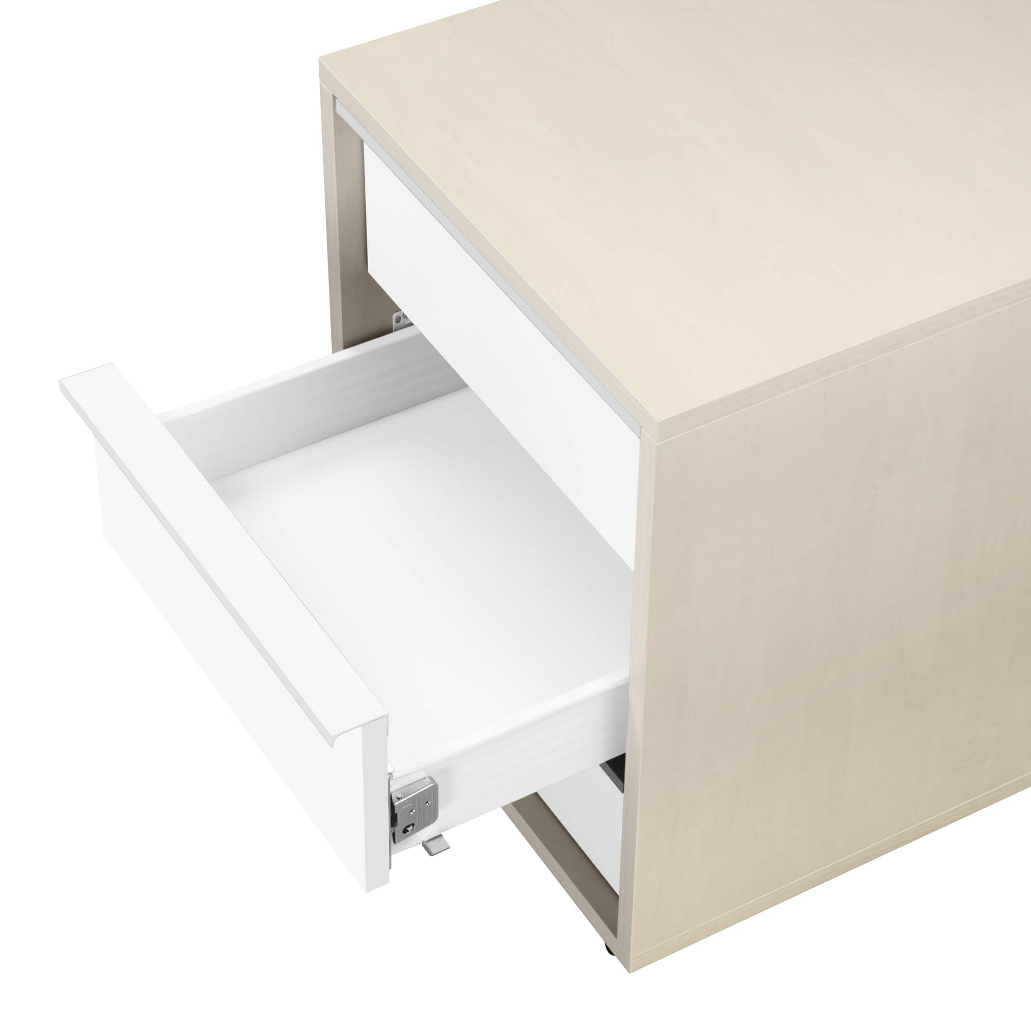 NOVA Roll container | 3 drawers, 600 mm deep, maple / white