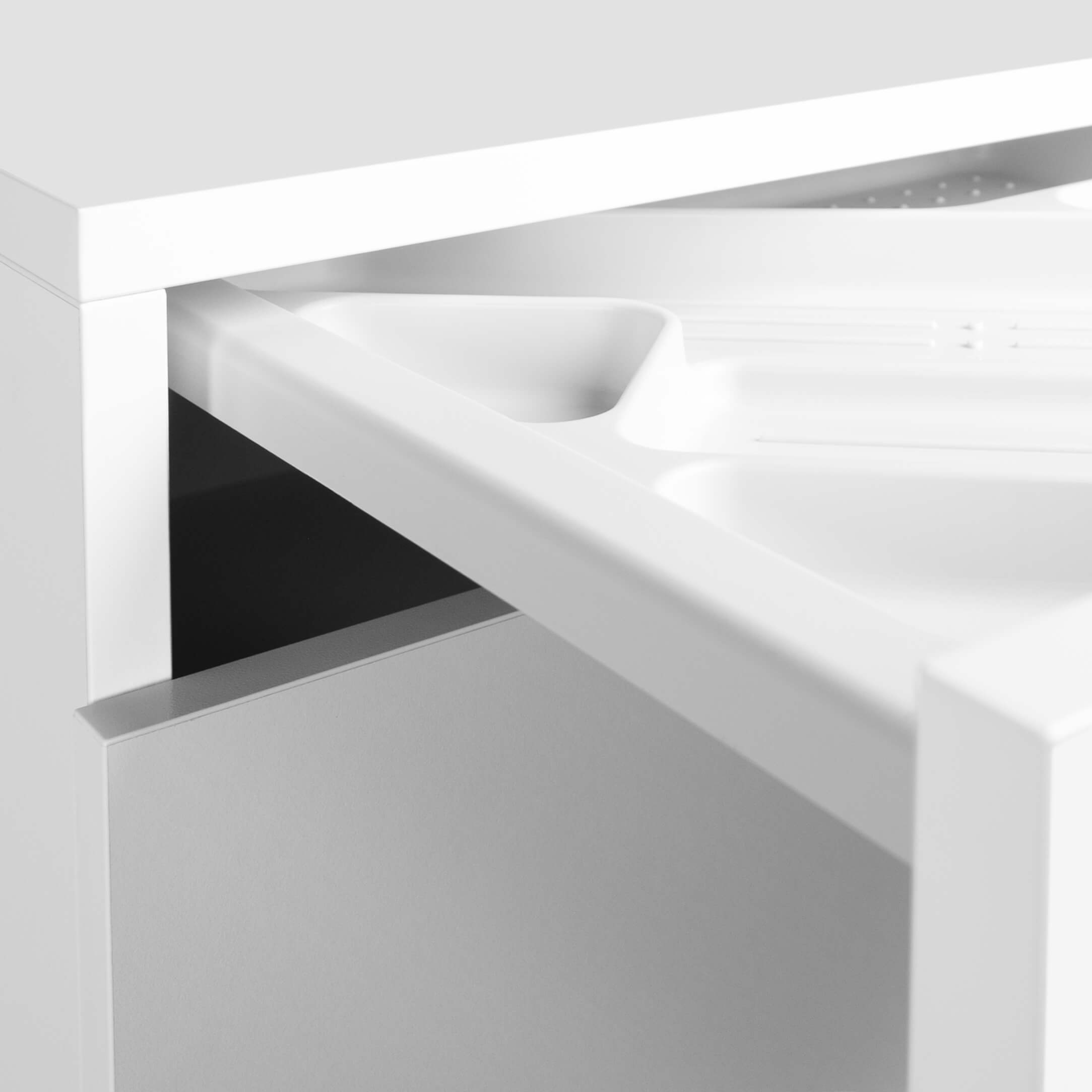 NOVA roll container | 2 XL drawers + 1 small parts compartment, 600 mm deep, white