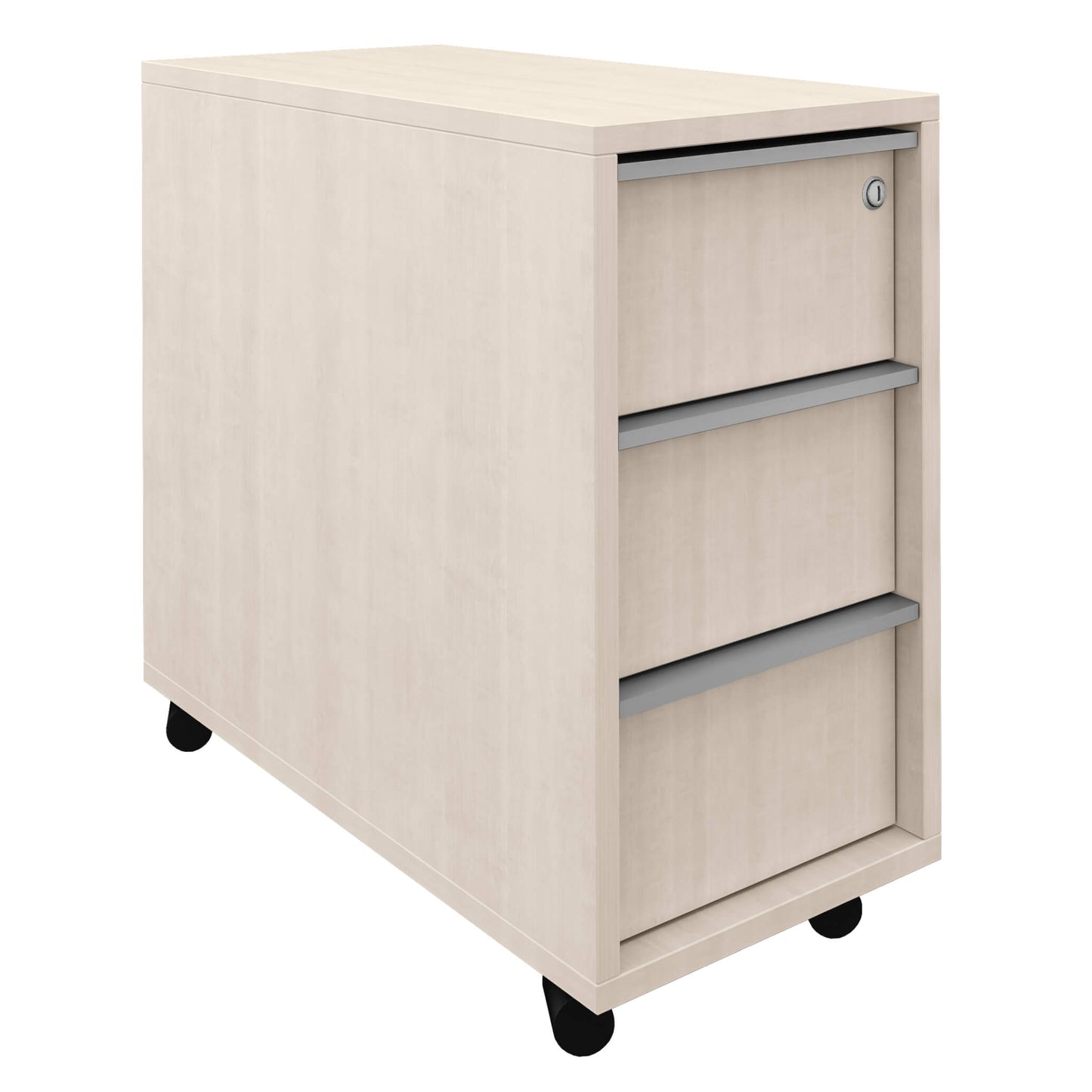 NOVA roll container | 3 drawers, 600 mm deep, extra narrow, maple