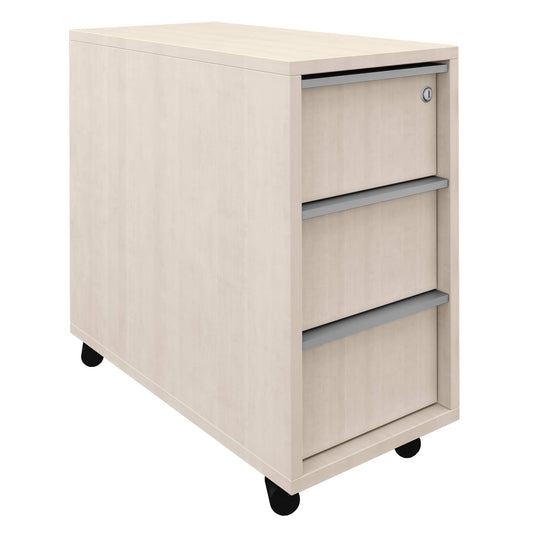 NOVA roll container | 3 drawers, 600 mm deep, extra narrow, maple