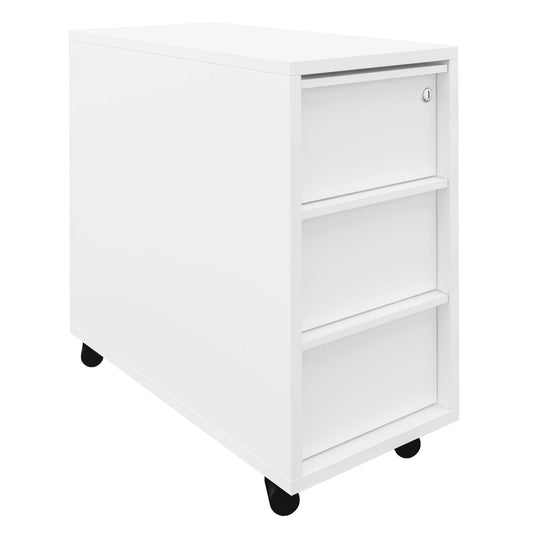 NOVA Roll container | 3 drawers, 600 mm deep, extra narrow, white