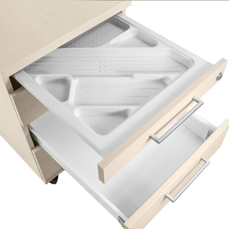 OPTIMA roll container | 3 drawers + 1 small parts compartment, 600 mm deep, maple - 14 Main Image