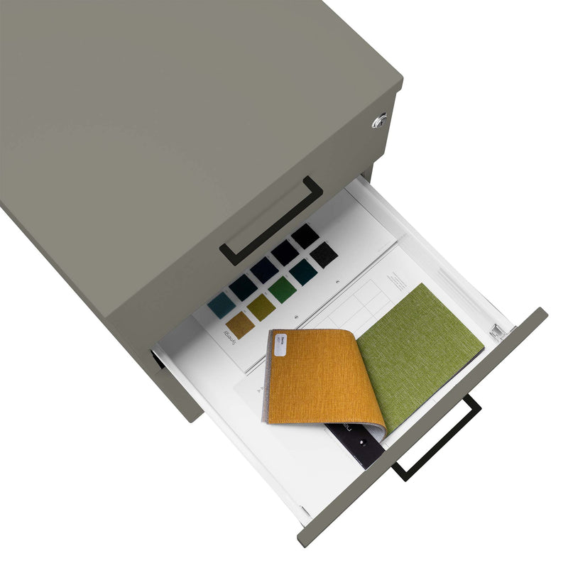OPTIMA Rollcontainer | 3 Schubladen + 1 Kleinteilefach, 600 mm tief, Cubanitgrau - 2 Main Image
