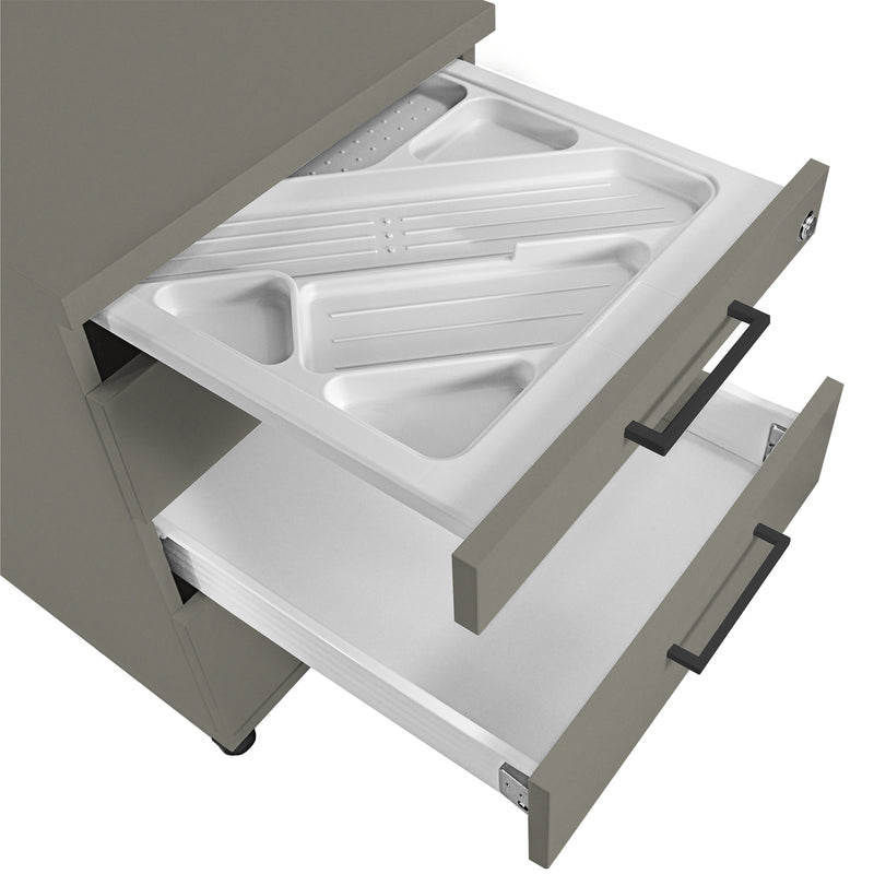 OPTIMA Rollcontainer | 3 Schubladen + 1 Kleinteilefach, 600 mm tief, Cubanitgrau - 5 Main Image