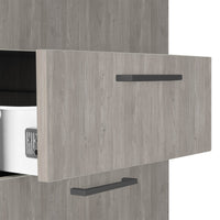 OPTIMA Container rotolo | 3 cassetti + 1 scompartimento di piccole parti, 600 mm di profondità, grigio di quercia nord