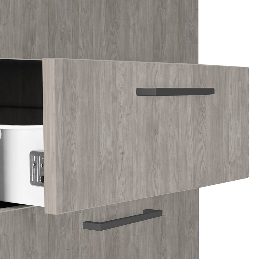 OPTIMA Container rotolo | 3 cassetti + 1 scompartimento di piccole parti, 600 mm di profondità, grigio di quercia nord