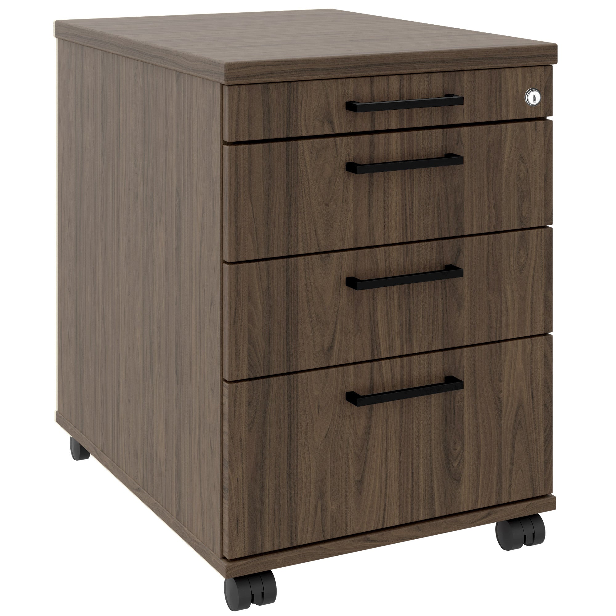OPTIMA Container rotolo | 3 cassetti + 1 piccole parti, 600 mm di profondità, noce
