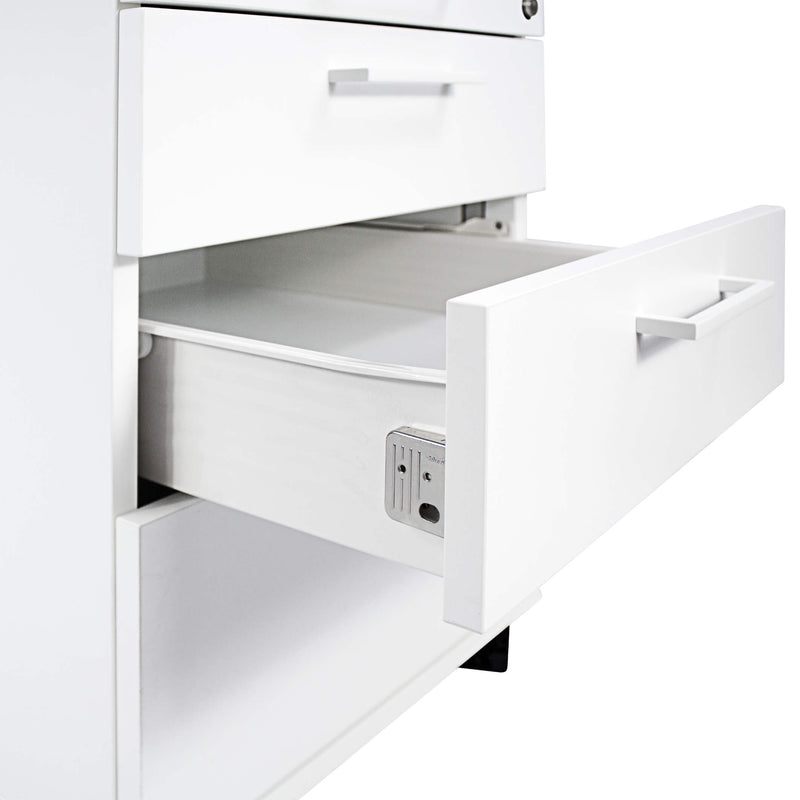 OPTIMA Contenitore su rotelle | 3 cassetti + 1 scomparto per piccoli oggetti, profondità 600 mm, bianco  - 3 Main Image