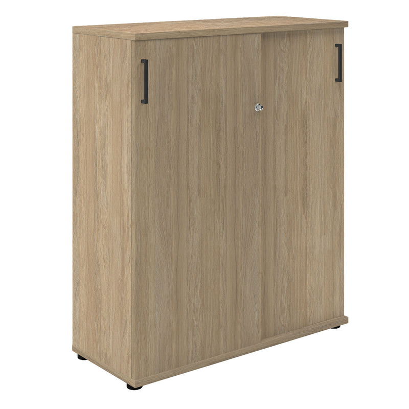 UNI Armoire à portes coulissantes | 3 classeurs, 1000 x 1143 mm, chêne ambré  - 2 Main Image