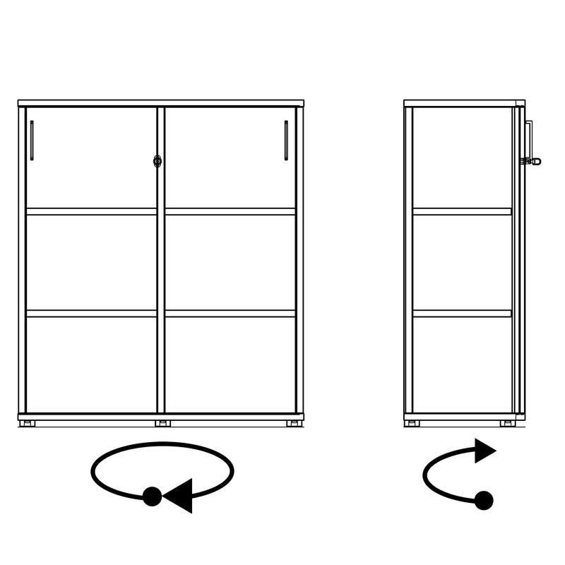 UNI Armoire à portes coulissantes | 3 classeurs, 1000 x 1143 mm, chêne ambré  - 10 Main Image