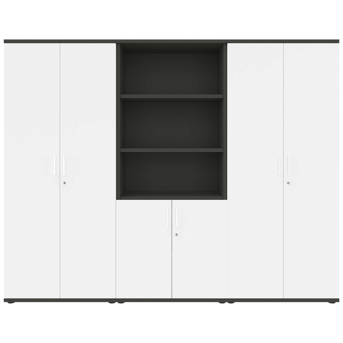 UNI Storage wall | 5 OH, 2400 x 1897 mm, Anthracite / White  - 3 Lightbox Main Image