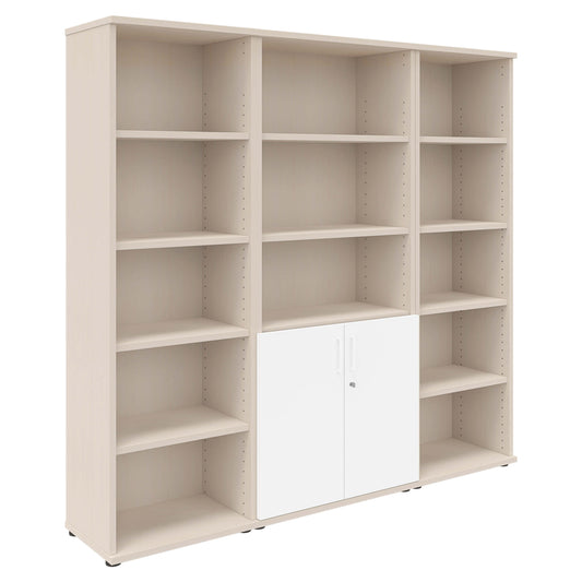 UNI Schrankwand | 5 OH, 2000 x 1897 mm, Ahorn / Weiß