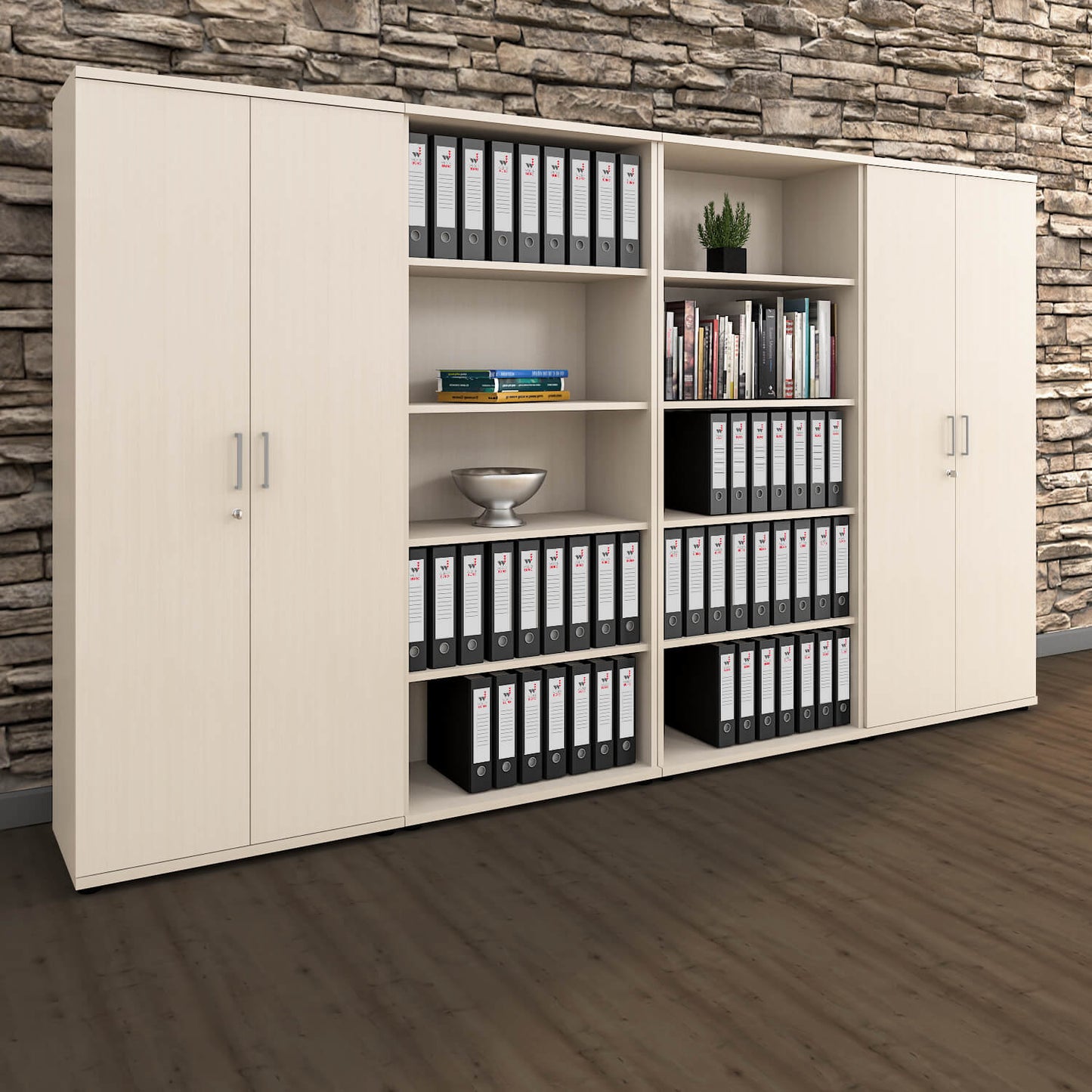 UNI Schrankwand | 5 OH, 3200 x 1897 mm, Ahorn