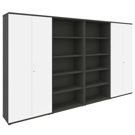 UNI Armoire murale | 5 hauteurs, 3200 x 1897 mm, anthracite / blanc