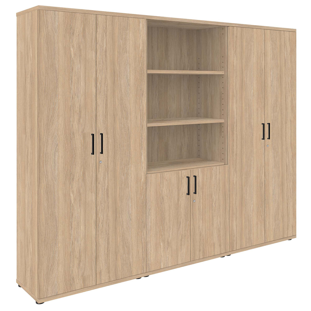 UNI wall unit | 5 OH, 2400 x 1897 mm, amber oak - 2 Lightbox Main Image