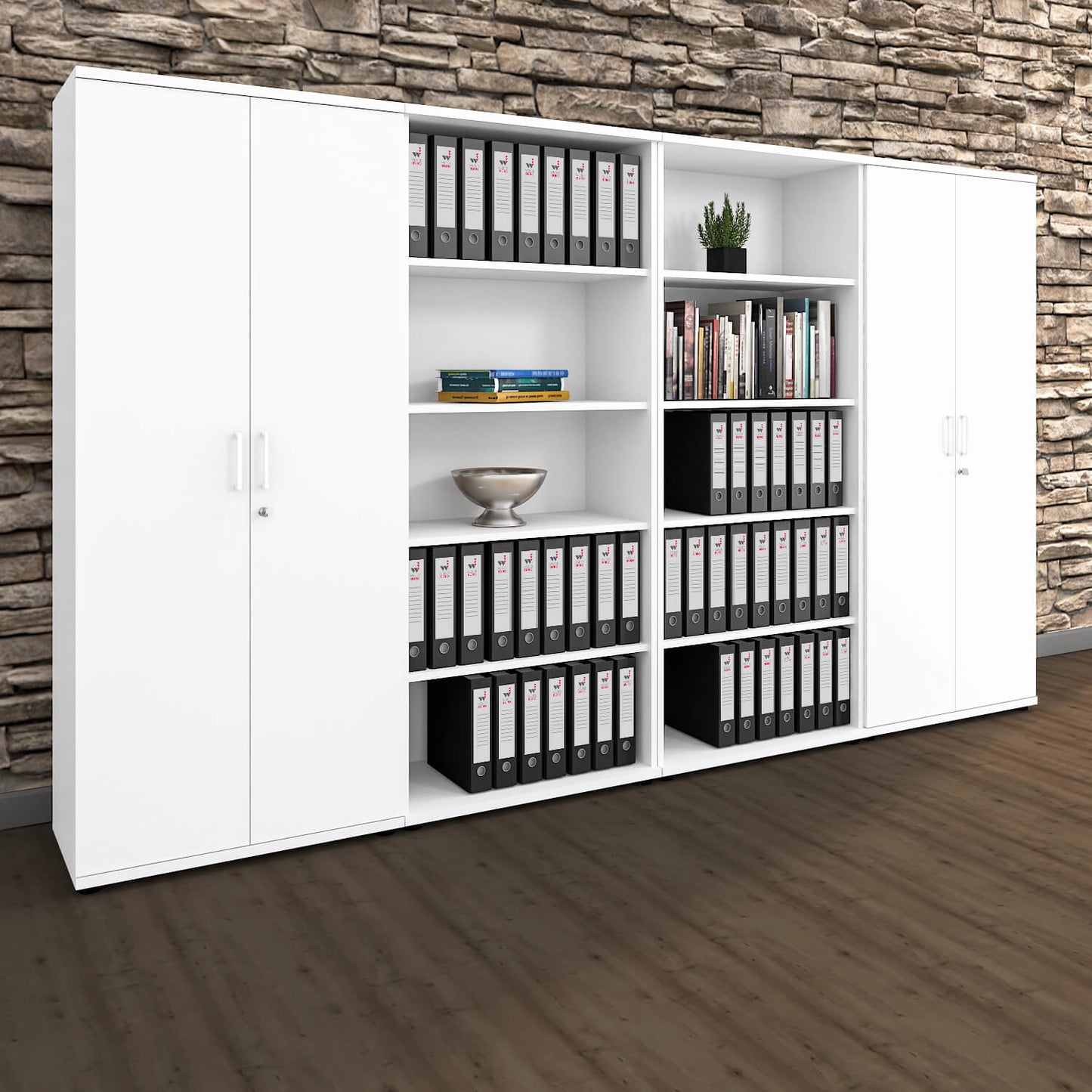 UNI Schrankwand | 5 OH, 3200 x 1897 mm, Weiß