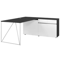 AIR Scrivania | Sideboard a destra, 1600 x 1600 mm, antracite / bianco