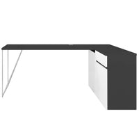 AIR Scrivania | Sideboard a destra, 1600 x 1600 mm, antracite / bianco