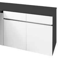 AIR Scrivania | Sideboard a destra, 1600 x 1600 mm, antracite / bianco