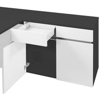 AIR Scrivania | Sideboard a destra, 1600 x 1600 mm, antracite / bianco