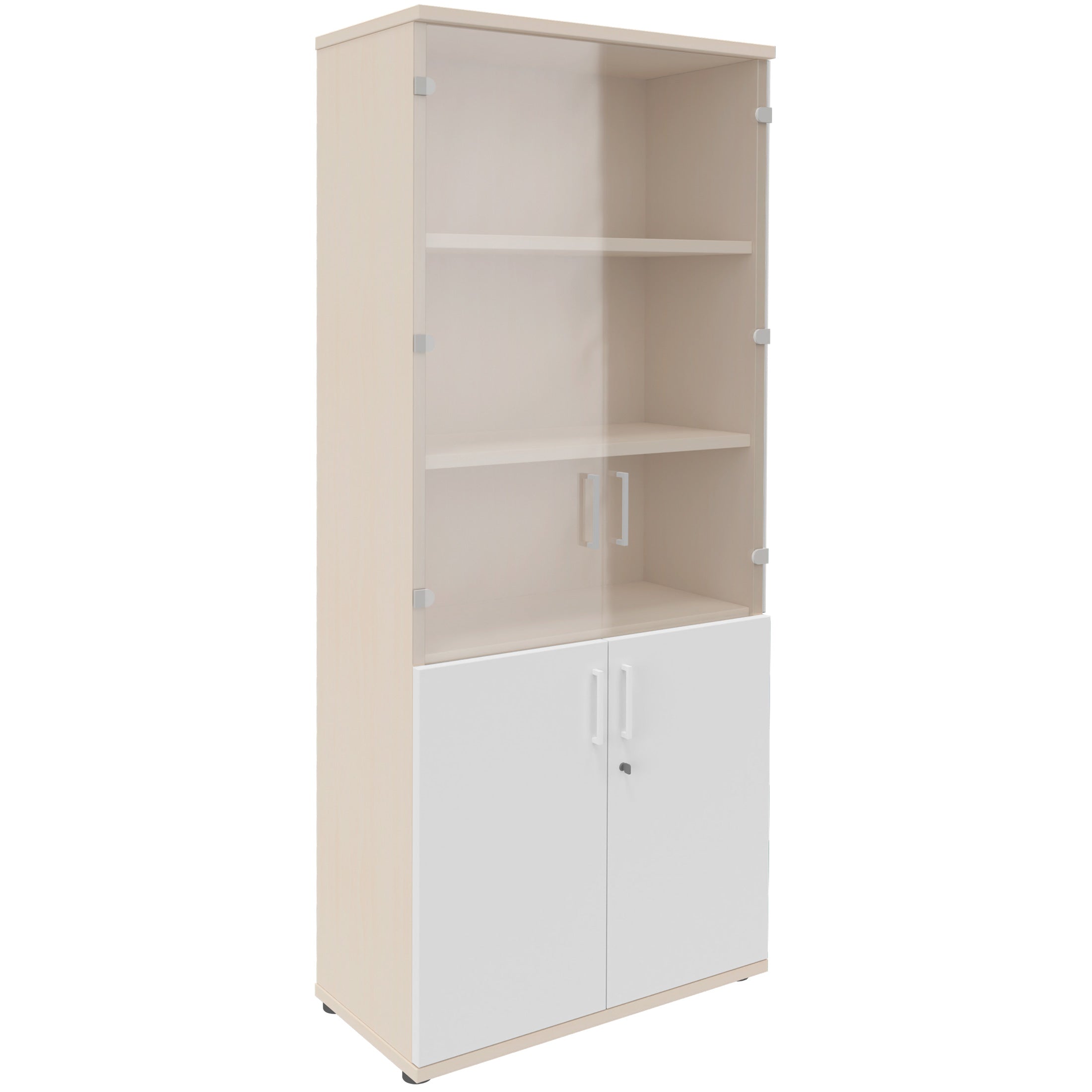 UNI Display cabinet | 5 OH, 800 x 1897 mm, maple/white