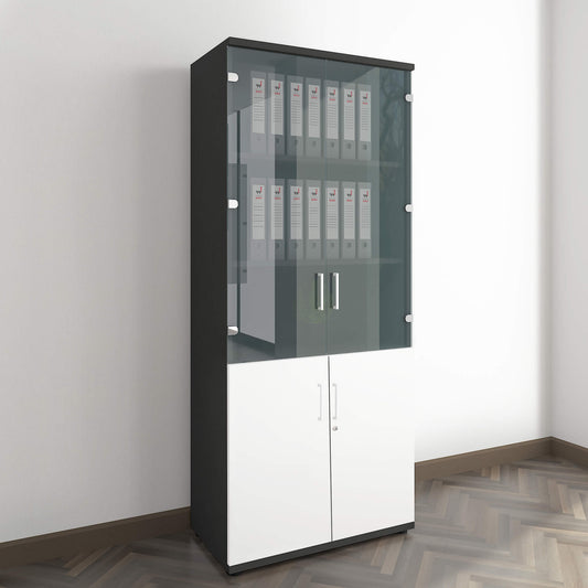 UNI Showcase cabinet | 5 Oh, 800 x 1897 mm, anthracite / white