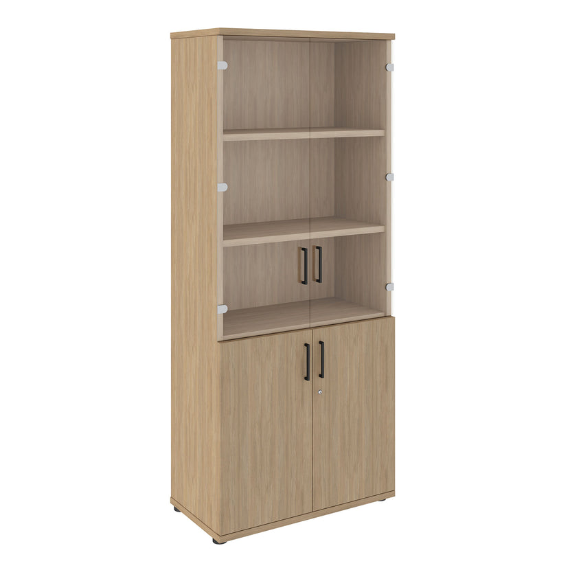 UNI display cabinet | 5 OH, 800 x 1897 mm, amber oak