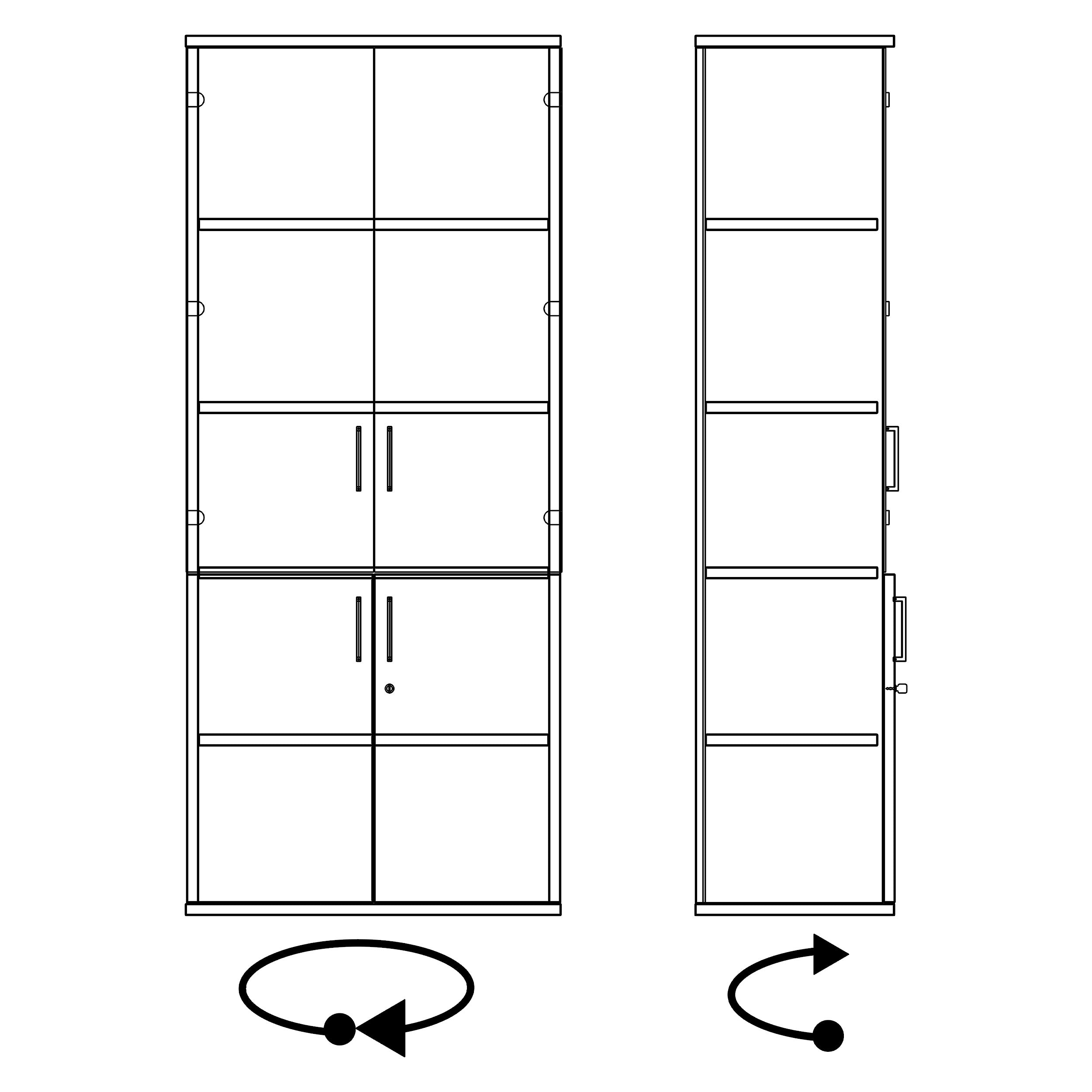 UNI display cabinet | 5 OH, 800 x 1897 mm, amber oak