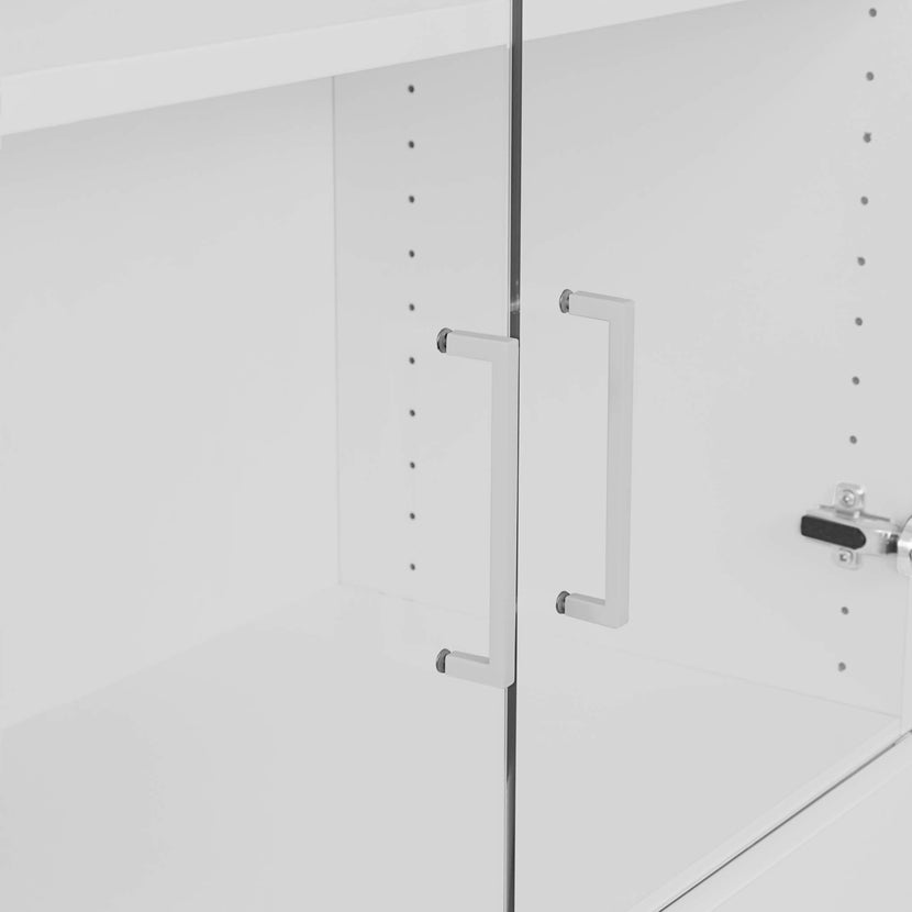 UNI Showcase cabinet with hanger register | 5 Oh, 800 x 1897 mm, pearl gray