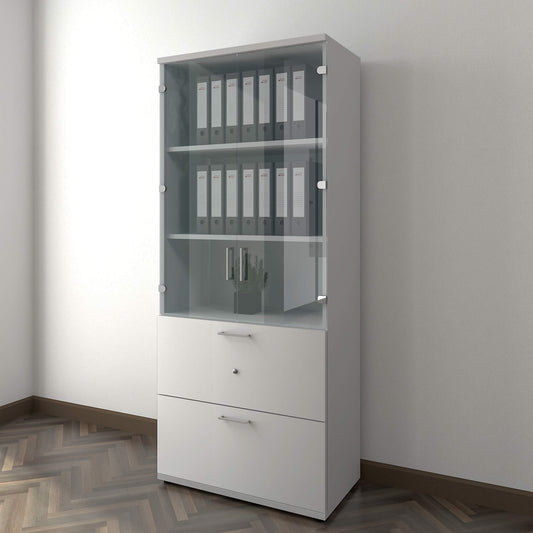 UNI Showcase cabinet with hanger register | 5 Oh, 800 x 1897 mm, pearl gray