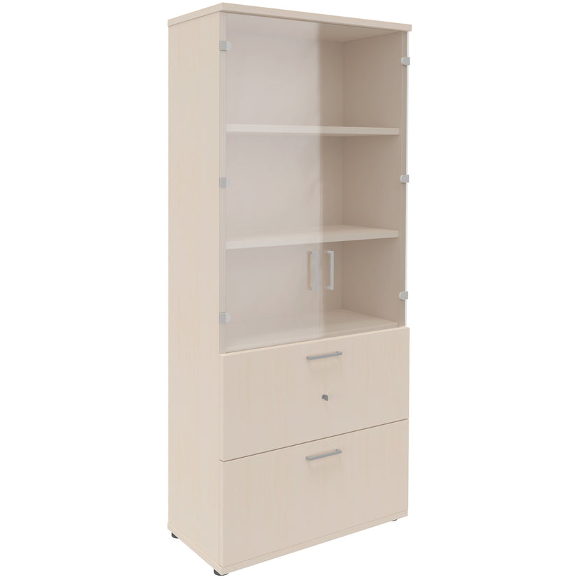 UNI Vitrinenschrank mit Hängeregister | 5 OH, 800 x 1897 mm, Ahorn