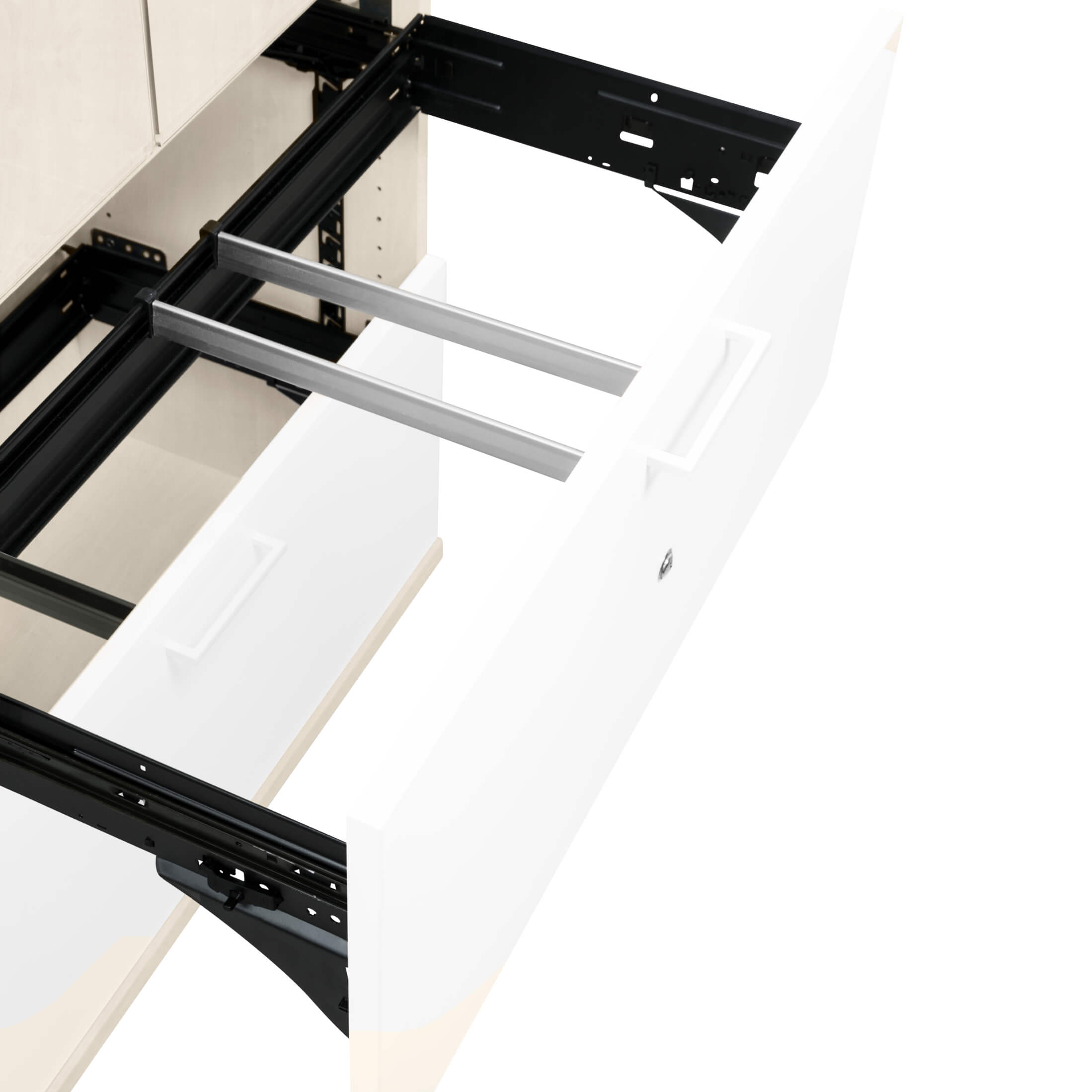 UNI Gabinetto di vetrina con registro dei ganci | 5 OH, 800 x 1897 mm, acero / bianco