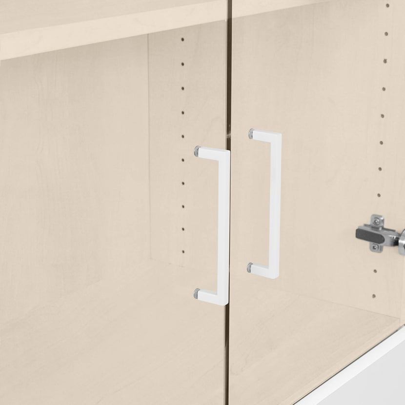 UNI Gabinetto di vetrina con registro dei ganci | 5 OH, 800 x 1897 mm, acero / bianco