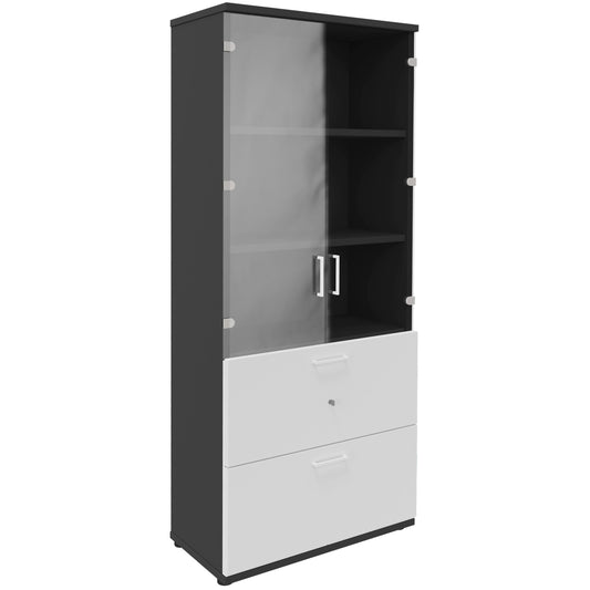 UNI Showcase cabinet with hanger register | 5 Oh, 800 x 1897 mm, anthracite / white