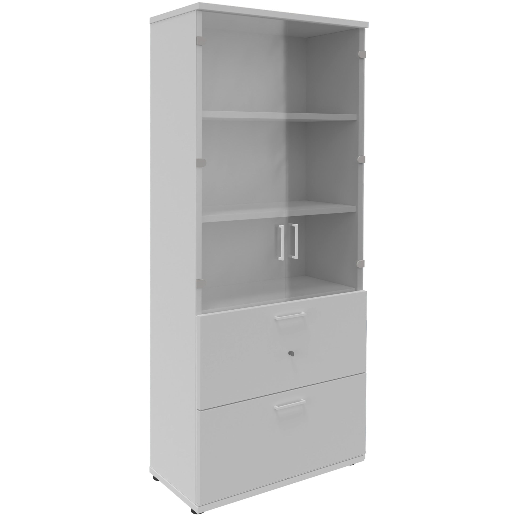 UNI Showcase cabinet with hanger register | 5 Oh, 800 x 1897 mm, pearl gray