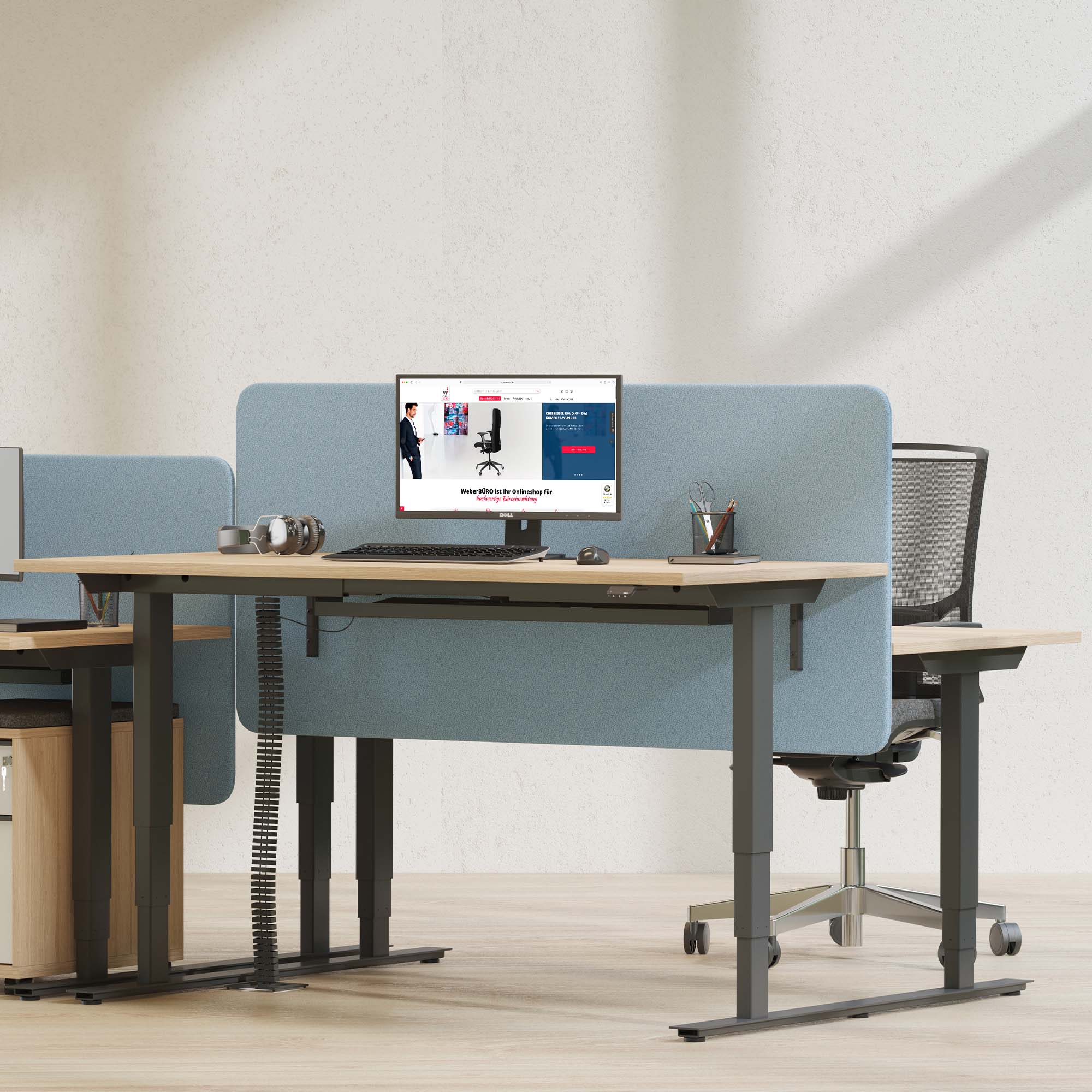 EASY 2-Motoren-Schreibtisch | 1200 - 1800 mm, elektrisch höhenverstellbar, Weiss