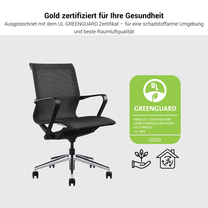 PROV Chaise oscillante de bureau | Retour du réseau respirant, mécanique de rocker, noir