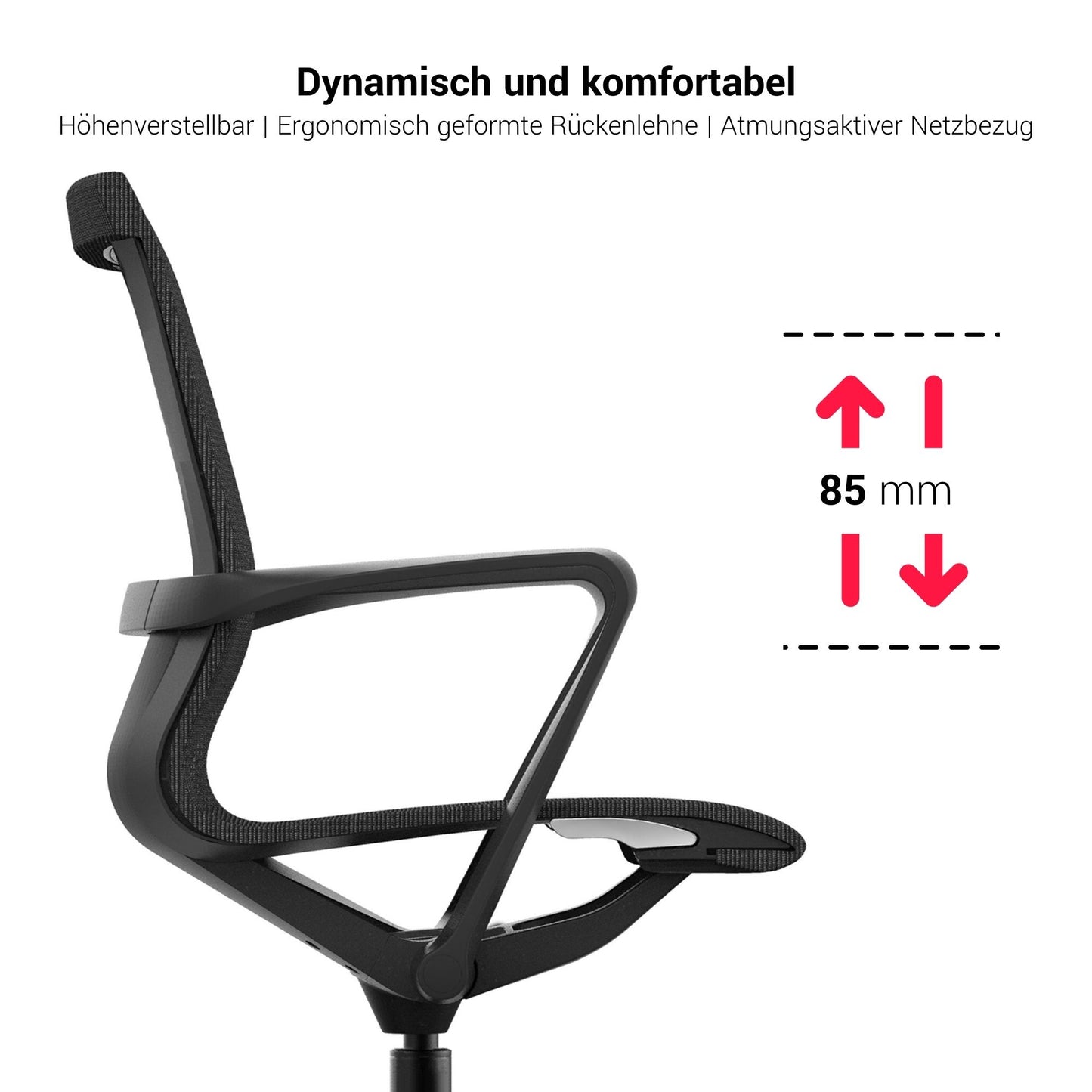 PROV Bürodrehstuhl | Atmungsaktiver Netzrücken, Wippmechanik, Grau