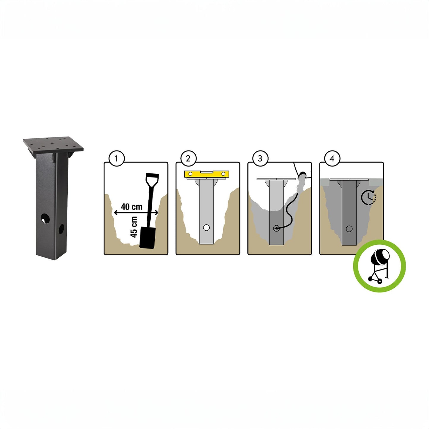 Platinum Bodeneinbausockel Beton | Stahl, Anthrazit, Lösung für Freiarmschirme